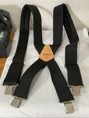 Black Men's Heavy-Duty Work Suspenders